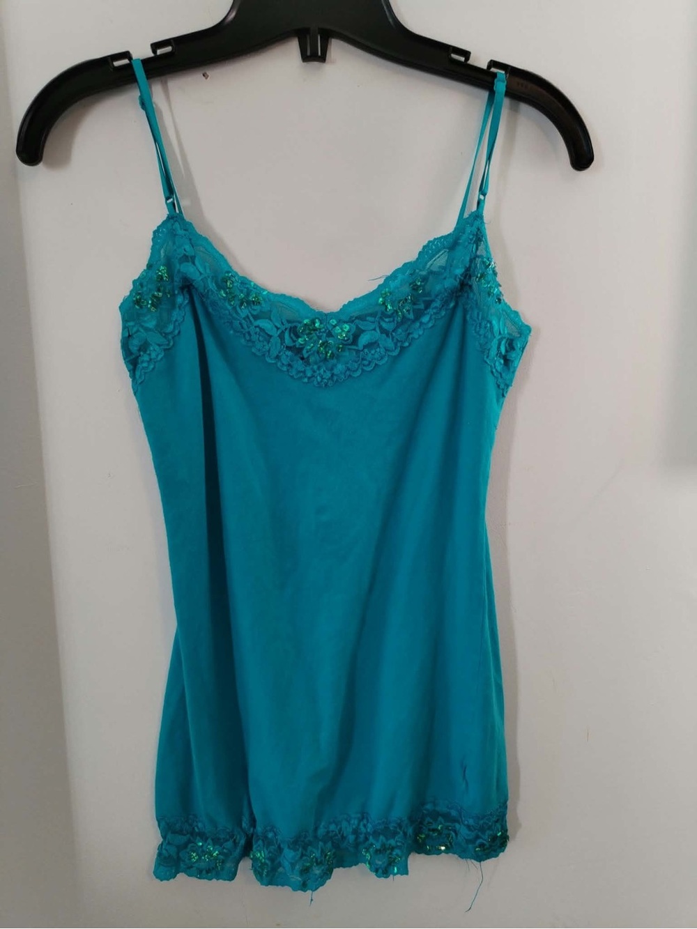 Women’s y2K Tank Top Cami Sequin Lace - Size Small